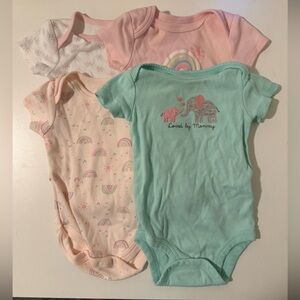 Great Condition! Baby Girls Short-Sleeve Onesie Set of 4, 3-6 Months